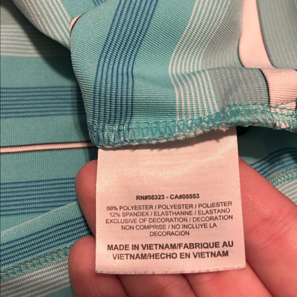 Nike Golf Mens Polo Shirt XL Blue Turquoise Stripes Dry Fit Colorful Stretch - Picture 4 of 5
